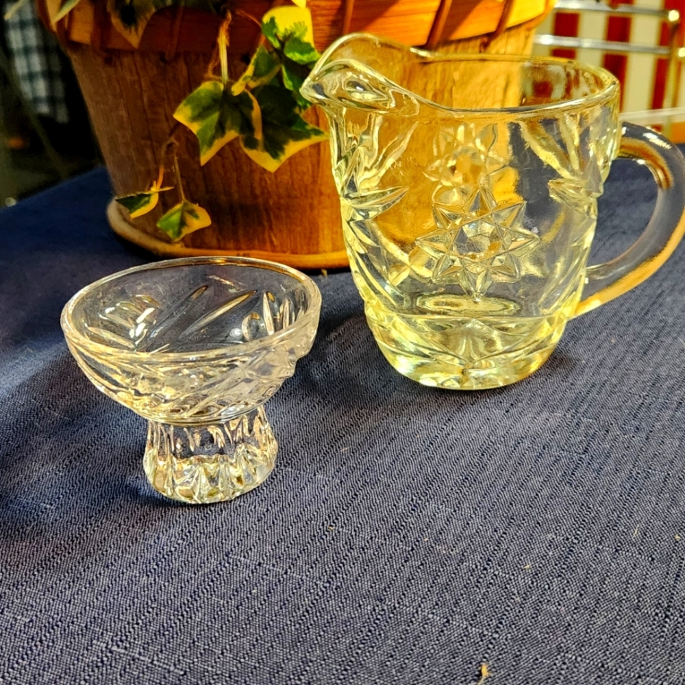 Engraved Crystal Liqueur Glass & Anchor Hocking Star David Early American Presse